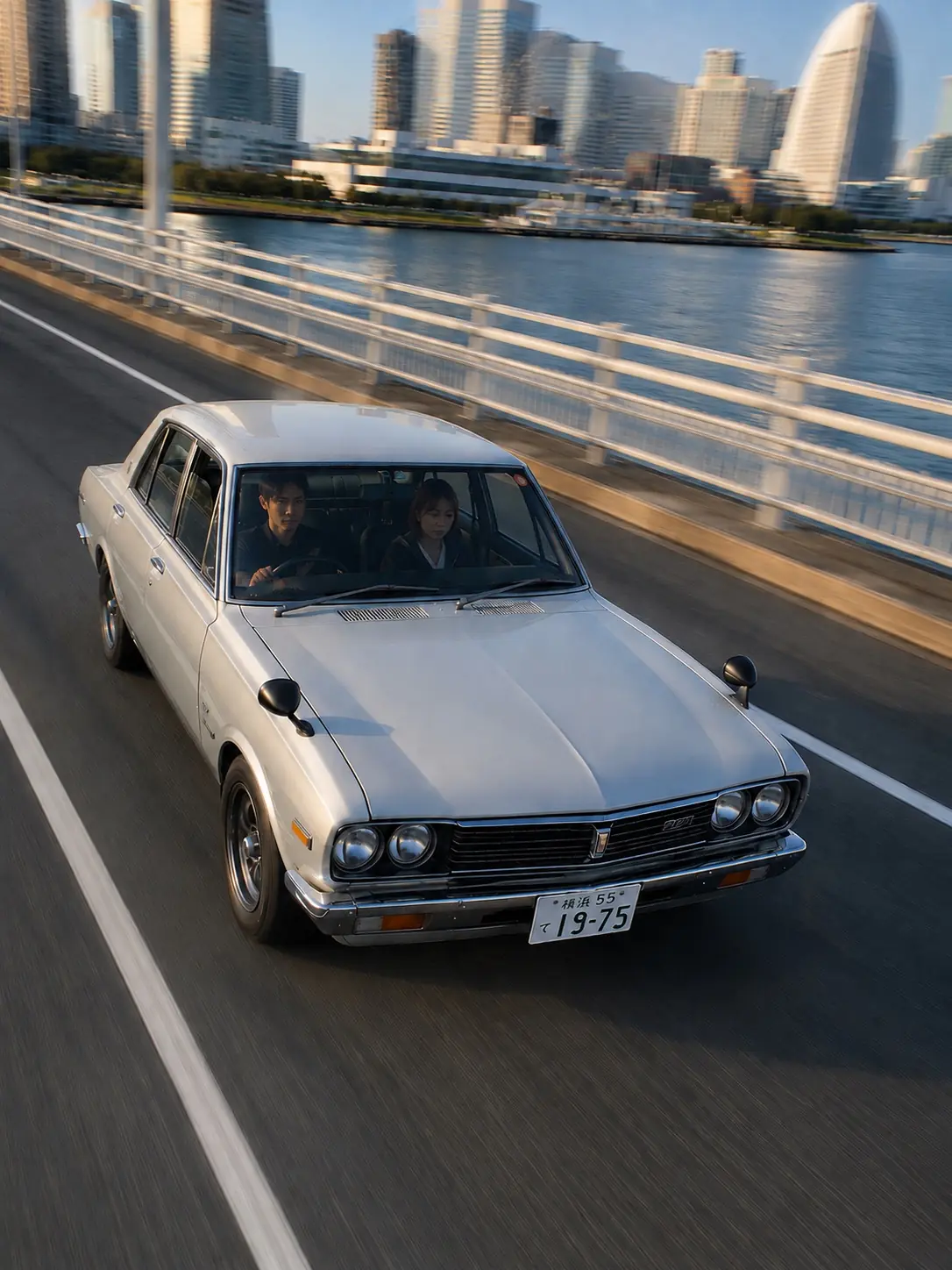 横浜へ車を走らせる二人