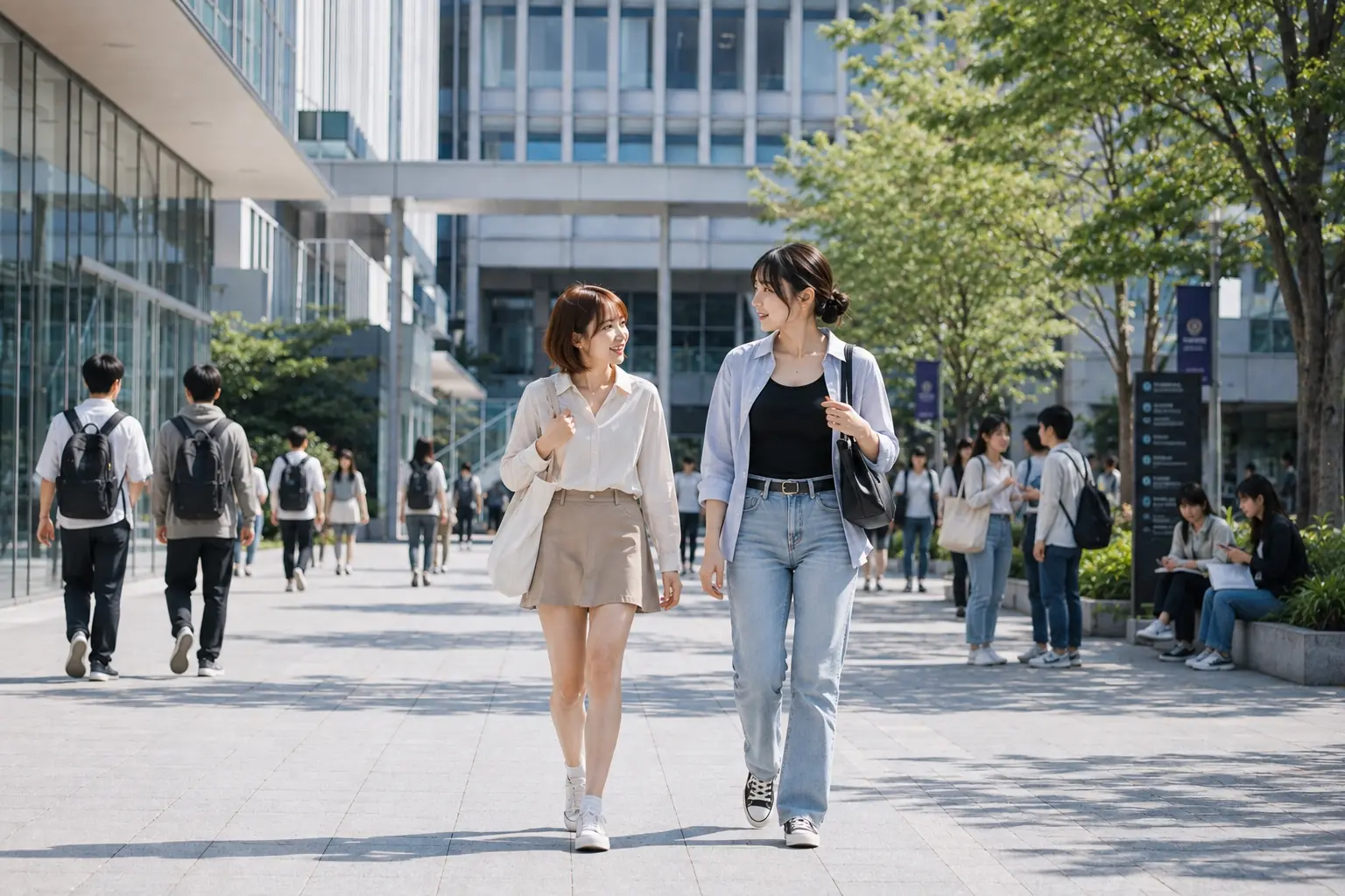 大学を歩くみずほとあさか
