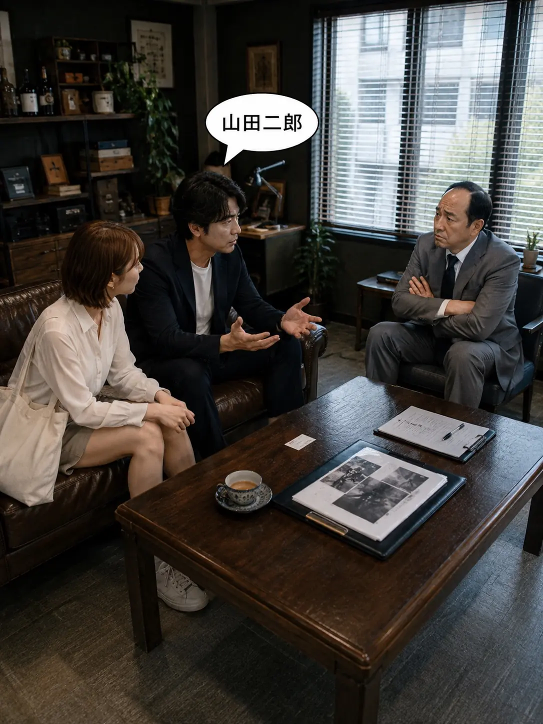 刑事が山田二郎の名を告げる