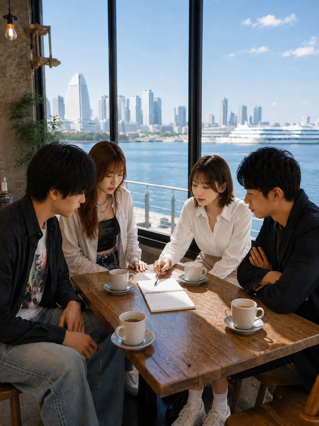 四人で事件について話し合う
